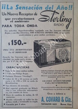 CARTEL ANTIGUO ORIGINAL DE RADIO STERLING 1930 /90 / MUY RARO