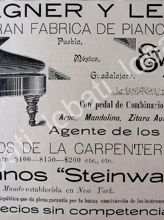 CARTEL ANTIGUO ORIGINAL DE PIANOS EVERETT 1895 CASA WAGNER Y LEVIEN /86