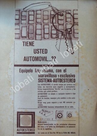 CARTEL ANTIGUO ORIGINAL DE AUTOESTEREO SOLTAJ I - 1956 /85 SUPER RARO