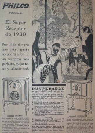 CARTEL ANTIGUO ORIGINAL DE RADIOS PHILCO 1930 /81