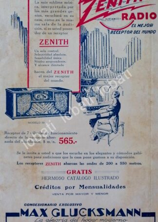 CARTEL ANTIGUO ORIGINAL DE RADIOS ZENITH 1929 /77