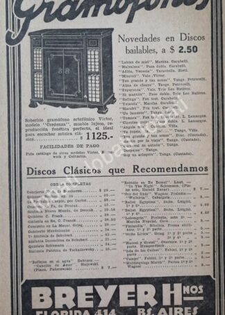 CARTEL ANTIGUO ORIGINAL DE GRAMOFONOS VICTOR 1920s /76
