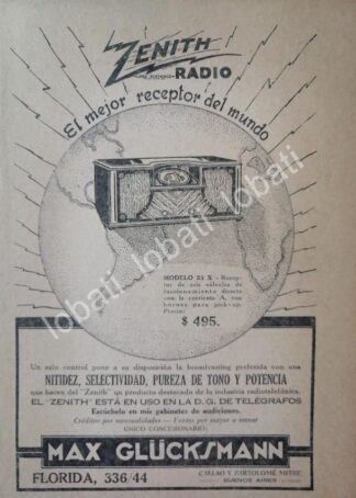 CARTEL ANTIGUO ORIGINAL DE RADIO ZENITH 1926 /75