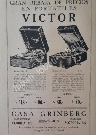 CARTEL ANTIGUO ORIGINAL DE GRAMOFONOS VICTROLA VICTOR 1920s /74