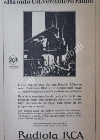 CARTEL ANTIGUO ORIGINAL DE RADIOLAS RCA 1920s, ARGENTINA /61