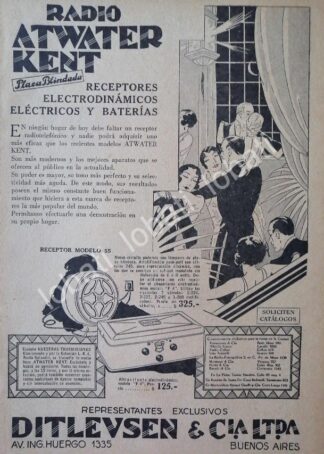 CARTEL ANTIGUO ORIGINAL DE RADIOS ATWATER KENT 1926, ARGENTINA /59