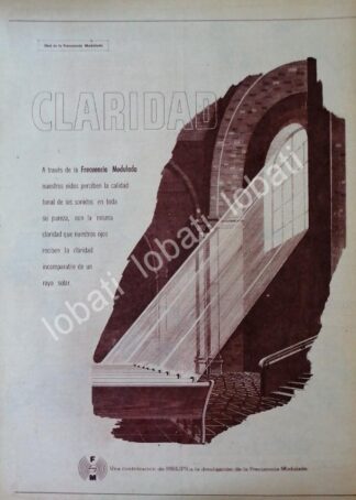 CARTEL ANTIGUO ORIGINAL DE PHILIPS PROMUEVE LA FRECUENCIA MODULADA 1958 /54 MUY RARO
