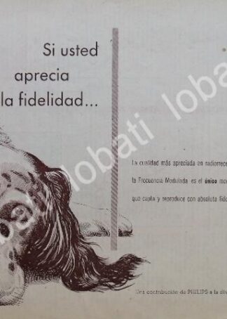 CARTEL ANTIGUO ORIGINAL DE PHILIPS PROMUEVE LA FRECUENCIA MODULADA 1958 /54 MUY RARO