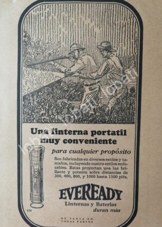 CARTEL ANTIGUO ORIGINAL DE LINTERNAS EVEREADY 1927 /206