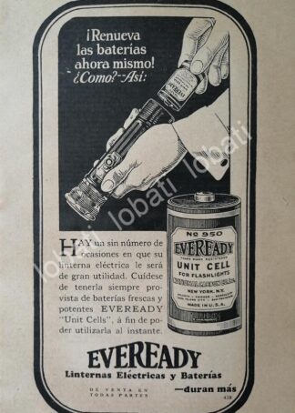 CARTEL ANTIGUO ORIGINAL DE BATERIAS Y LINTERNAS EVEREADY 1926 /205