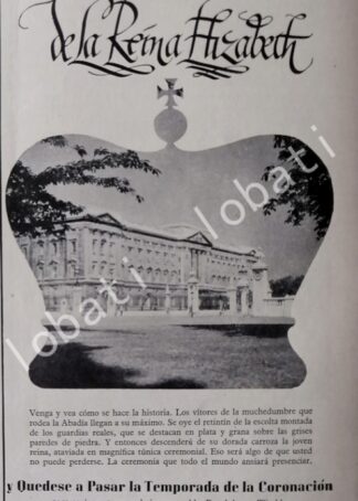 CARTEL ANTIGUO ORIGINAL DE AFICHE DE LA CORONACION DE LA REINA ISABEL II 1953 / RARO