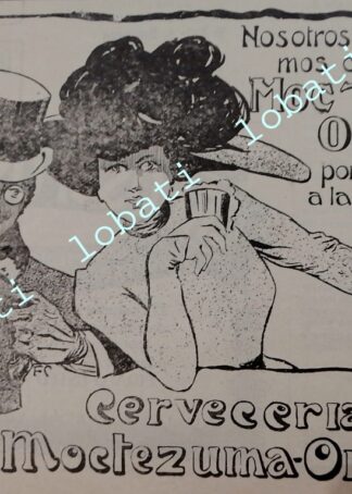 CARTEL ANTIGUO ORIGINAL DE MINI CARTEL CERVEZA MOCTEZUMA 1912 /162 MUY RARO