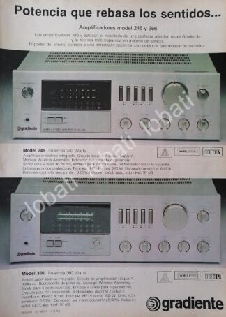 CARTEL ANTIGUO ORIGINAL DE AMPLIFICADORES GRADIENTE 246 & 366 1980s /203
