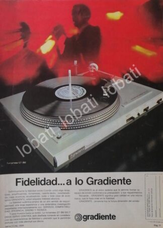 CARTEL ANTIGUO ORIGINAL DE TORNAMESA GRADIENTE GT-350 1980 /202
