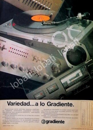 CARTEL ANTIGUO ORIGINAL DE TORNAMESA Y EQUIPOS GRADIENTE 1980s /196