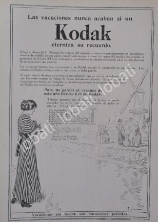 CARTEL ANTIGUO ORIGINAL DE CAMARAS KODAK 1913 /9 PUBLICIDAD ARTISTICA