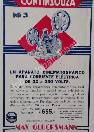 CARTEL ANTIGUO ORIGINAL DE PROYECTORES CONTINSOUZA No 3 1929 /7