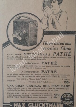 CARTEL ANTIGUO ORIGINAL DE CAMARAS FILMADORAS PATHE 1926 /4