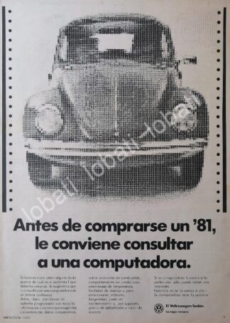 CARTEL ANTIGUO ORIGINAL DE AUTOS VOLKSWAGEN VOCHO 1981 /43
