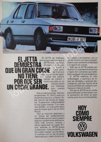 CARTEL ANTIGUO ORIGINAL DE AUTOS VOLKSWAGEN JETTA 1981 /31
