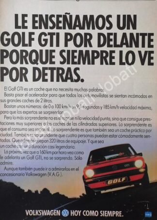 CARTEL ANTIGUO ORIGINAL DE AUTOS VOLKSWAGEN GOLF GTI 1981 (CARIBE) /30