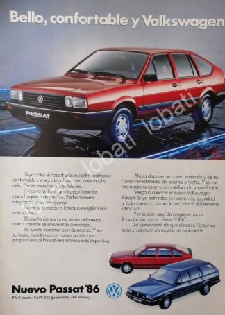 CARTEL ANTIGUO ORIGINAL DE AUTOS VOLKSWAGEN PASSAT 1986 /27