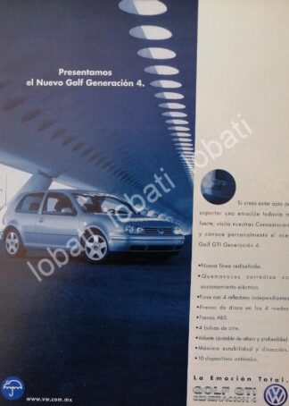 CARTEL ANTIGUO ORIGINAL DE MINI CARTEL. AUTOS VOLKSWAGEN GOLF GTI 4 1998 /17