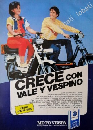 CARTEL ANTIGUO ORIGINAL DE MOTOCICLETAS VESPA VESPINO 1988