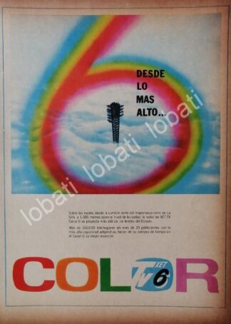 CARTEL ANTIGUO ORIGINAL DE TELEVISORA CANAL 6 XET-TV A COLOR 1960s /31