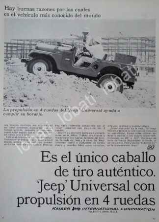 CARTEL ANTIGUO ORIGINAL DE AUTOS JEEP UNIVERSAL 1964 /269