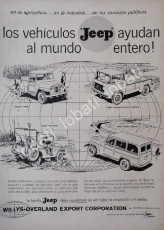 CARTEL ANTIGUO ORIGINAL DE AUTOS WILLYS JEEP VARIOS 1954 /267