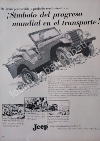 CARTEL ANTIGUO ORIGINAL DE AUTOS WILLYS JEEP UNIVERSAL 1953 /264