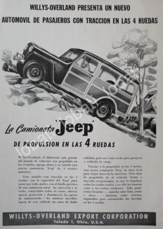 CARTEL ANTIGUO ORIGINAL DE CAMIONETA JEEP WILLYS WAGON 1949 /257 RARO