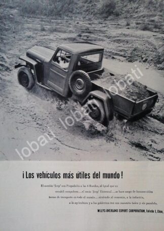 CARTEL ANTIGUO ORIGINAL DE AUTOS PICKUP WILLYS 1953 /255