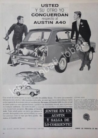 CARTEL ANTIGUO ORIGINAL DE AUTOS BMC AUSTIN A40 1961 /253