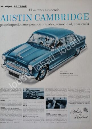 CARTEL ANTIGUO ORIGINAL DE AUTOS BMC AUSTIN CAMBRIDGE A50 1958 /251