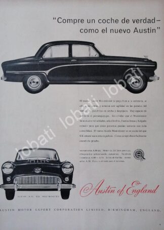 CARTEL ANTIGUO ORIGINAL DE AUTOS BMC AUSTIN WESTMINSTER A.90 SIX 1954 /249 MUY RARO