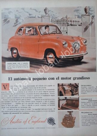 CARTEL ANTIGUO ORIGINAL DE AUTOS BMC AUSTIN SEVEN A30 1953 /248 MUY RARO
