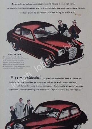 CARTEL ANTIGUO ORIGINAL DE AUTOS BMC AUSTIN SOMERSET A40 Y A30 1953 /247