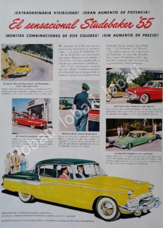 CARTEL ANTIGUO ORIGINAL DE AUTOS STUDEBAKER 1955 /245