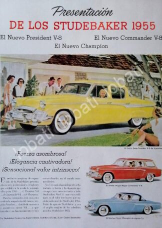 CARTEL ANTIGUO ORIGINAL DE AUTOS STUDEBAKER 1955 /242