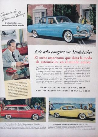 CARTEL ANTIGUO ORIGINAL DE RAYMOND LOEWY Y AUTOS STUDEBAKER 1955 /241