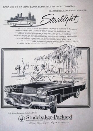 CARTEL ANTIGUO ORIGINAL DE AUTOS STUDEBAKER STARLIGHT 1958 /237