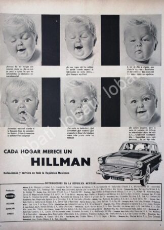 CARTEL ANTIGUO ORIGINAL DE AUTOS ROOTES HILLMAN 1953 /218