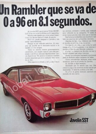 CARTEL ANTIGUO ORIGINAL DE AUTOS AMERICAN JAVELIN SST 1967 1RA EDICION /216 RARO