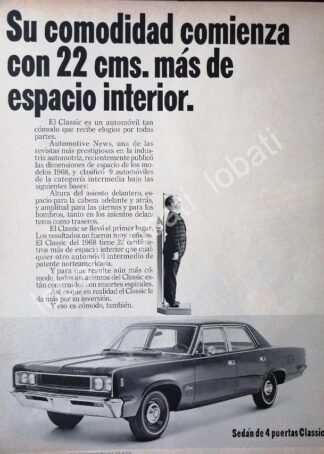 CARTEL ANTIGUO ORIGINAL DE AUTOS AMERICAN RAMBLER CLASSIC SEDAN 1968 /208