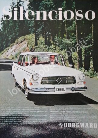 CARTEL ANTIGUO ORIGINAL DE AUTOS BORGWARD 230GL 1967, MONTERREY /204