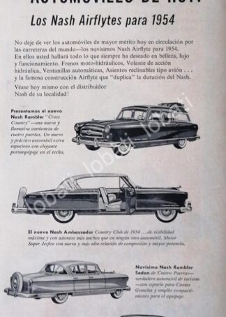 CARTEL ANTIGUO ORIGINAL DE GIOVANNI PININ FARINA PRESENTA AUTOS NASH SEDAN 1954 /199