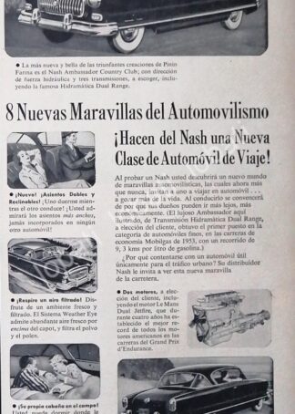 CARTEL ANTIGUO ORIGINAL DE AUTOS NASH SEDAN 1954 /198