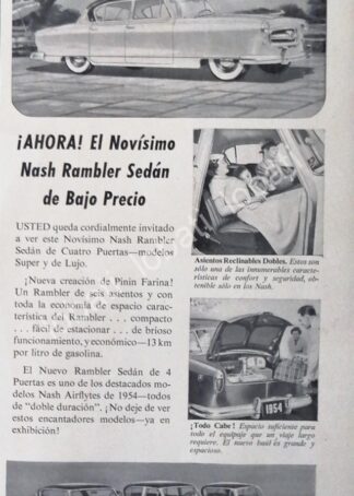 CARTEL ANTIGUO ORIGINAL DE AUTOS NASH AIRLYTE 1954 /194